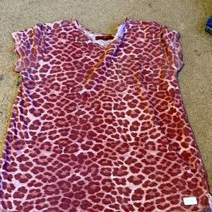 Rose colored, cheetah print shirt